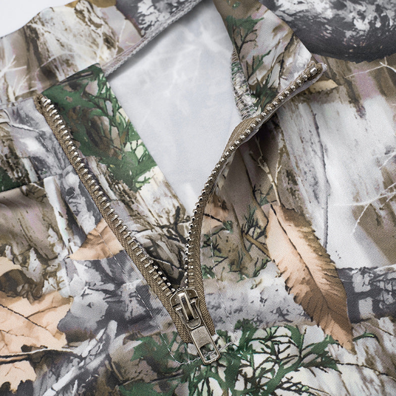 MB10125 Leaf Camo Print Two Piece Set - Crop Top & High Waist Pants