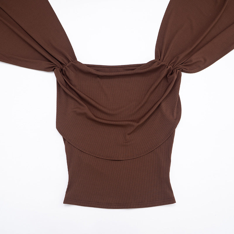 MB1049 Cape Sleeve Ribbed Knit Two-Piece Set