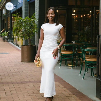 MB1305 Short Sleeve Long Dress