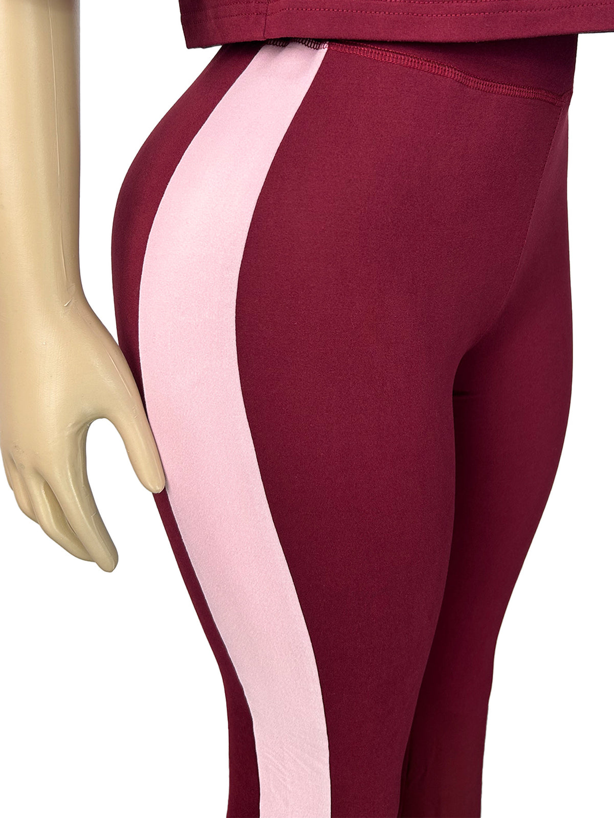 MB1736 Color‑Block Cropped Polo Top & Side‑Stripe Flare Pants 2‑Piece Set
