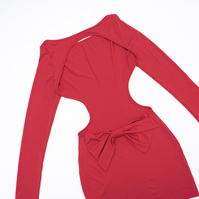 MB1437 Women's Cutout Bodycon Dress with Back Bow