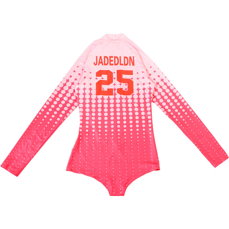 MB1818 Women's Gradient Polka Dot Zip-Up Bodysuit Romper