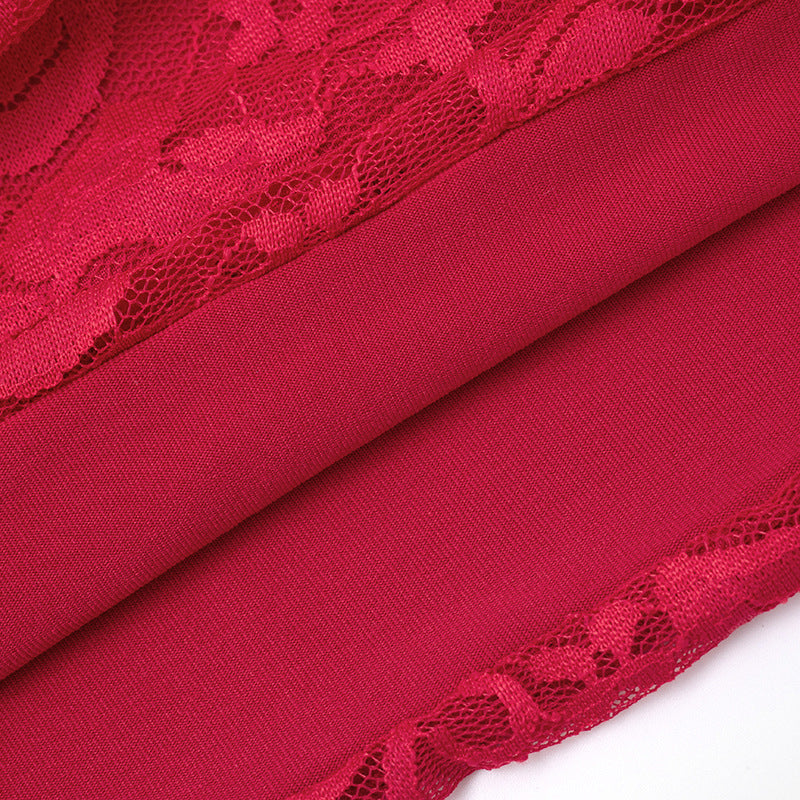 MB10117 Lace Sheer Bodycon Dress with Fur Cuff Detail