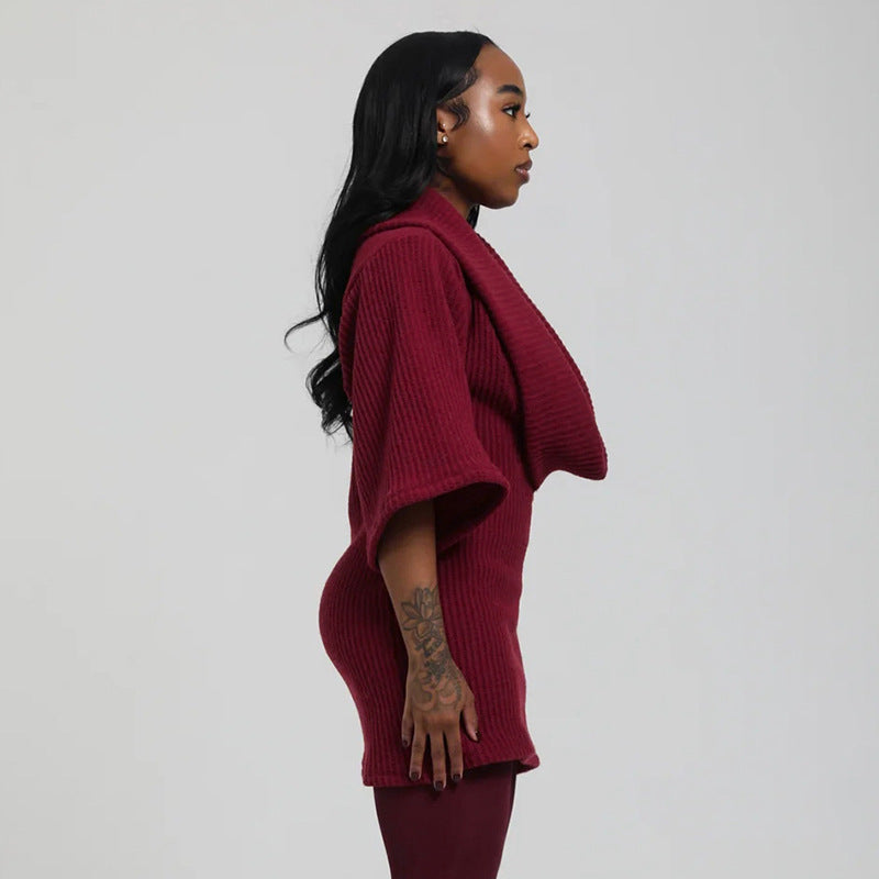 MB1075 Plunging Neckline Knit Mini Dress for Women