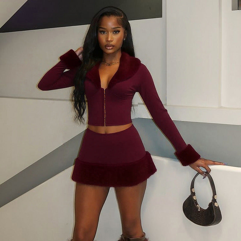 MB10102 Women's Faux Shearling Two-Piece Set