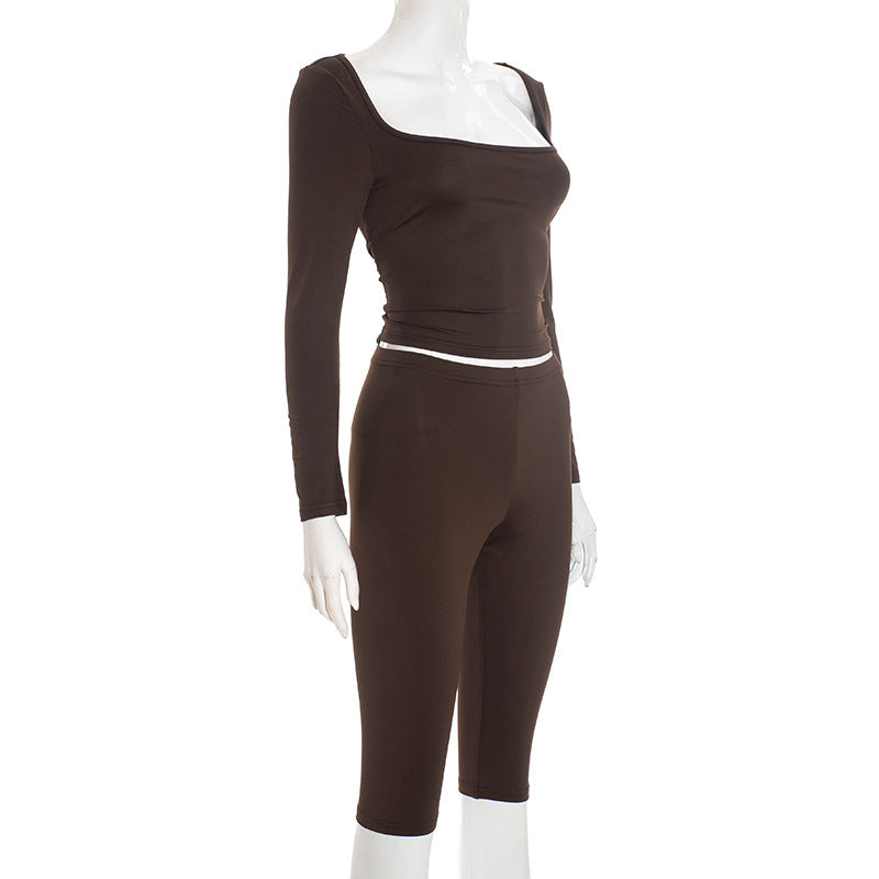 MB1443 Women's Sporty 2-Piece Set: Crop Top & Capri Leggings