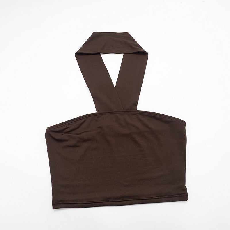 MB10148 Women's Choker Neck Crop Top & High Waist Flared Leggings 2 Piece Set