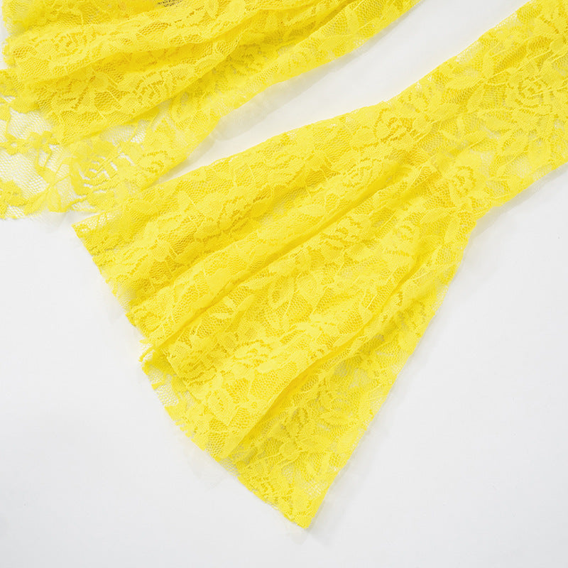 MB10118 Lace Dress with Bell Sleeves - Women's Party Outfit