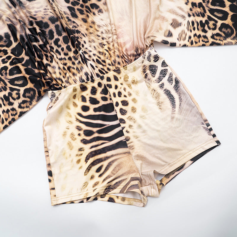 MB1088 Women's Leopard Print Off Shoulder Jumpsuit