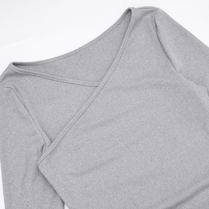 MB1413 Gray Long Sleeve Bodycon Mini Dress for Women