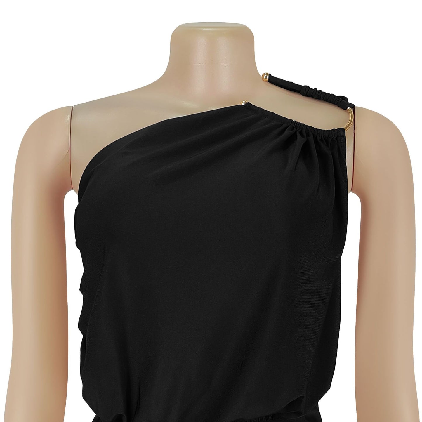 MB1616 One-Shoulder Satin Wide-Leg Jumpsuit