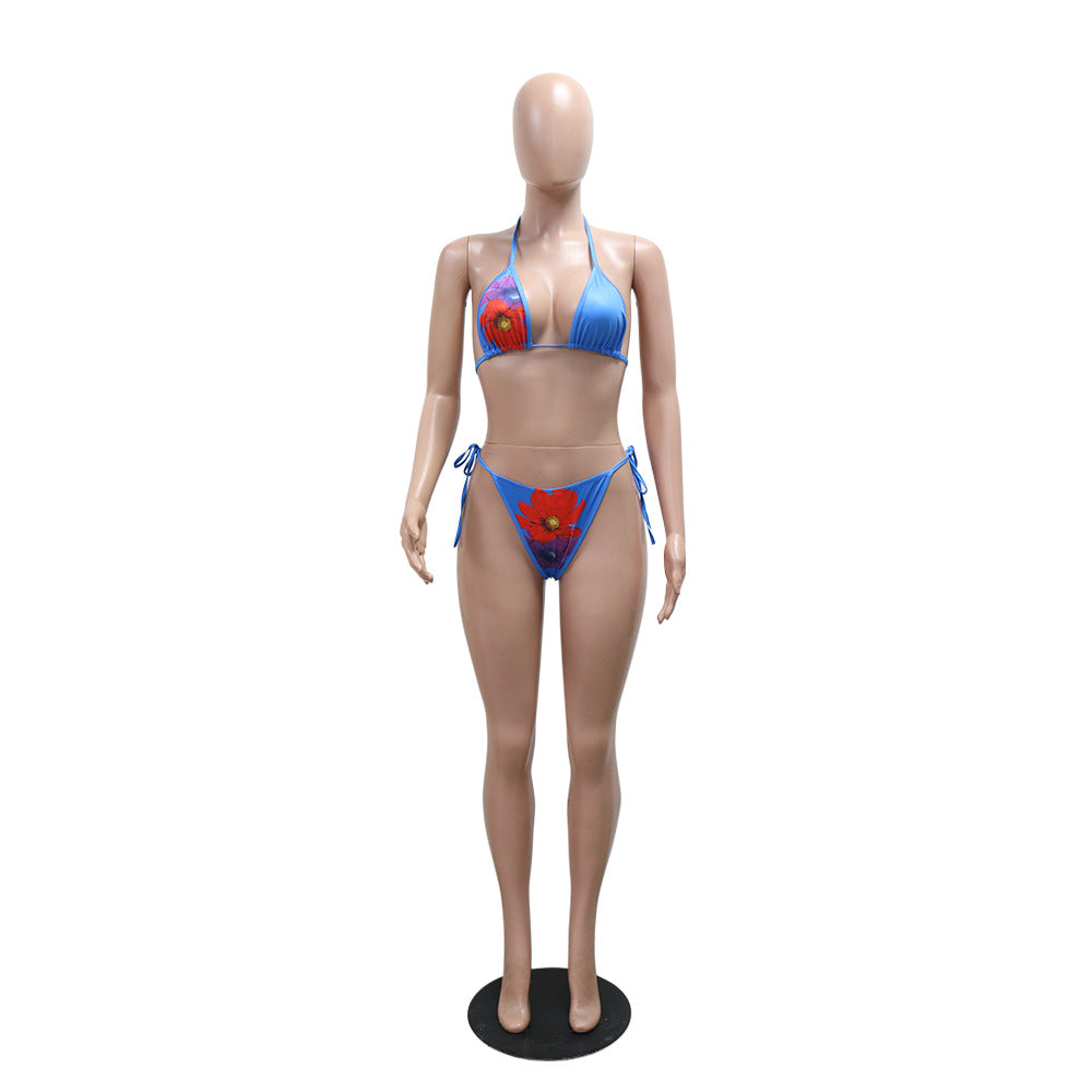 MB1223 Floral Print Three Piece Bikini Set