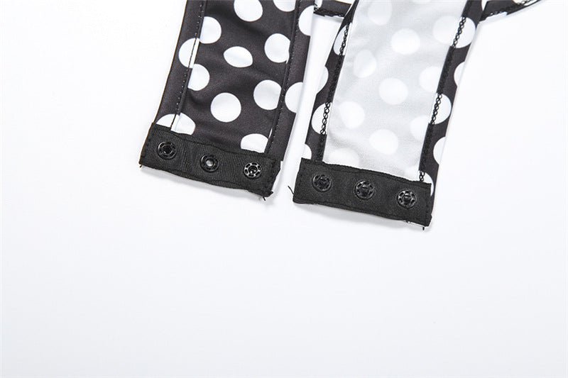 MB1156 Black White Polka Dot Cutout Bodysuit & Shorts 2 Piece Set