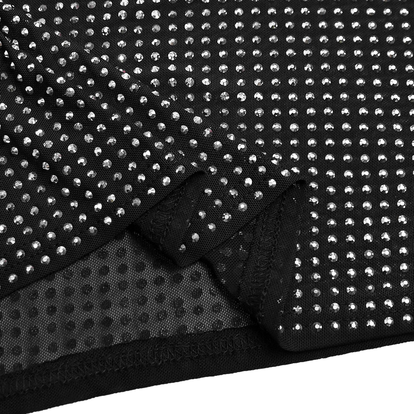 MB1605 Sheer Mesh Rhinestone Bodycon Maxi Dress