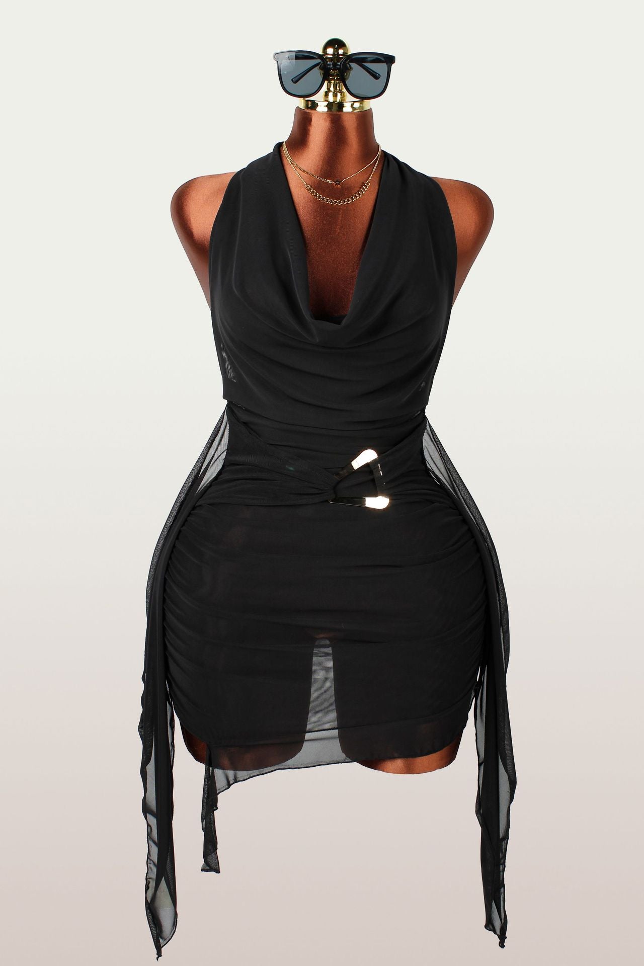 MB2003  Halter Backless Ruched Bodycon Mini Dress - Sexy Cutout Party Dress for Women 