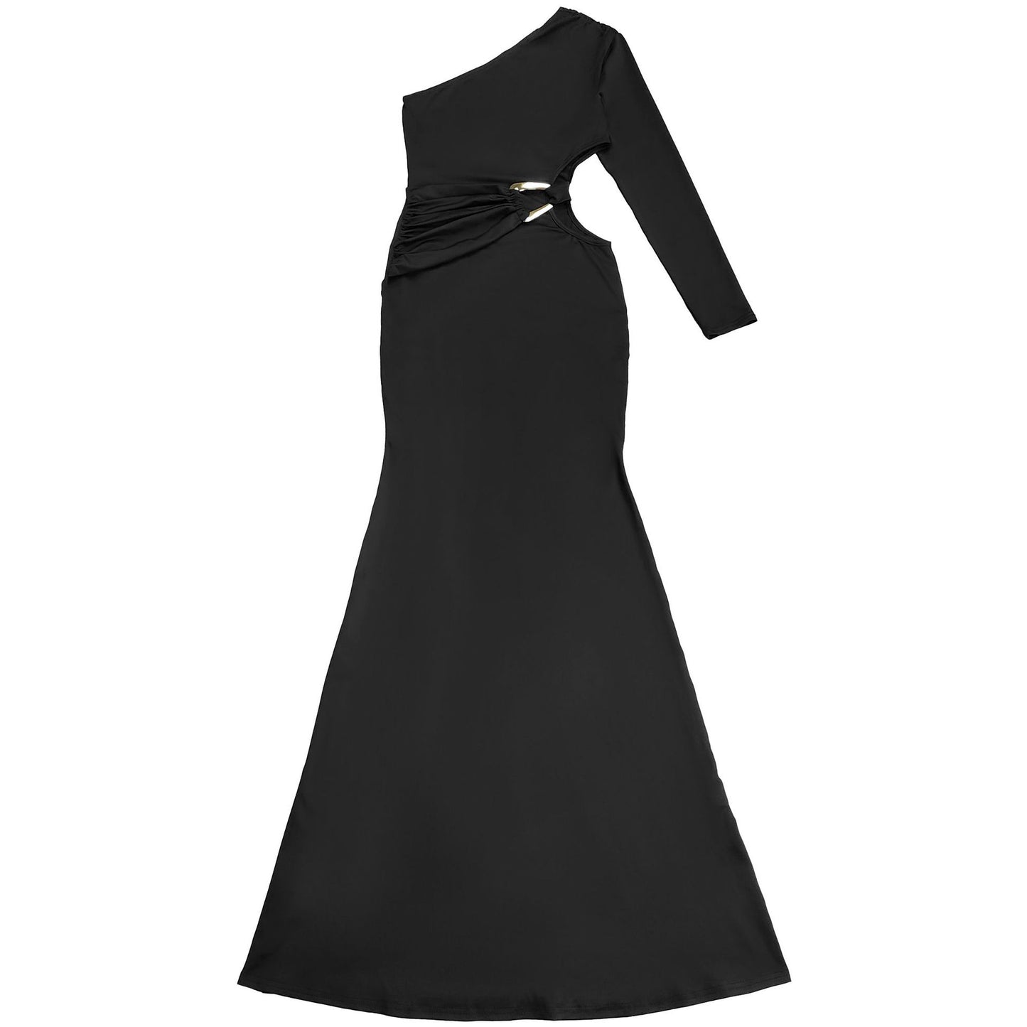 MB1628 Women's One Shoulder Long Sleeve Cut Out Maxi Dress