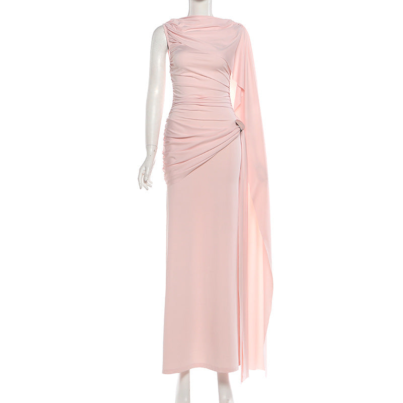 MB1155 Ruched Cape Maxi Dress for Women