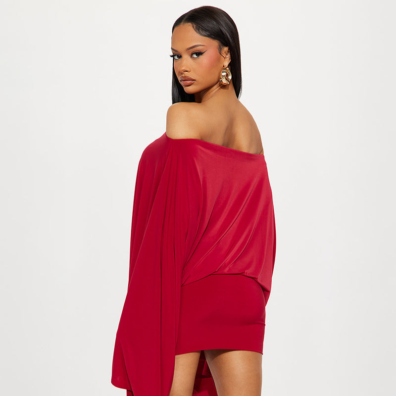 MB1063 Balloon Sleeve Top & Bodycon Skirt Two - Piece Set