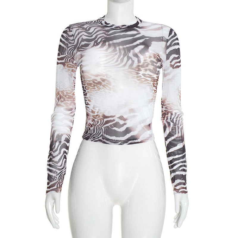 MB10190 Women Zebra‑Leopard Gradient Print 2‑Piece Outfit