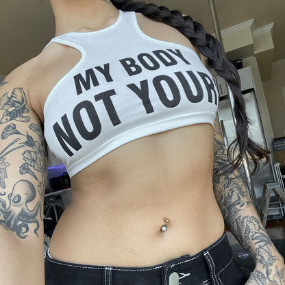 MB1008 Woman Graphic Crop Top