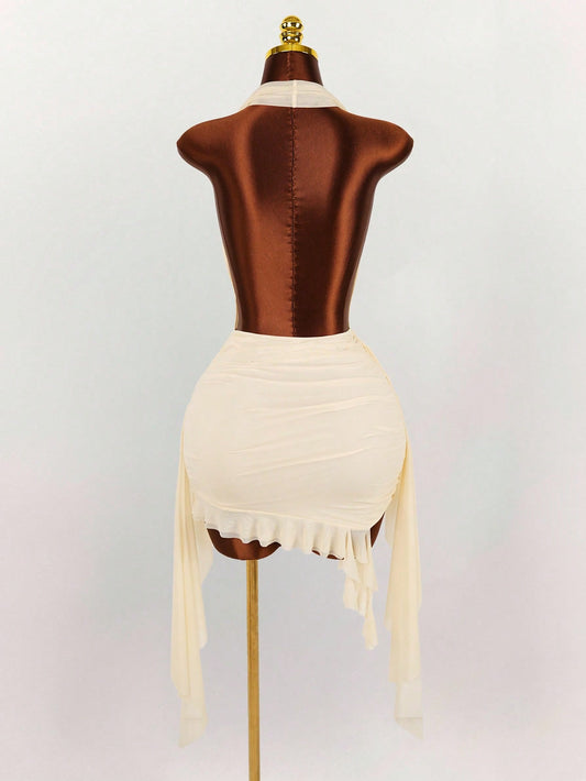 MB2003  Halter Backless Ruched Bodycon Mini Dress - Sexy Cutout Party Dress for Women 