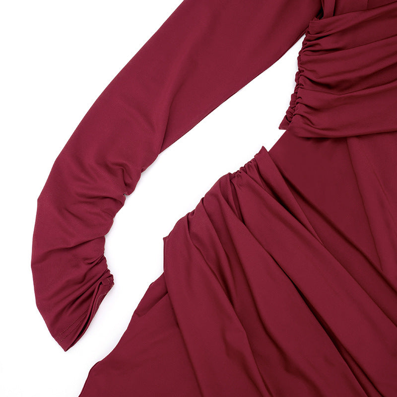 MB1422 One-Shoulder Long Sleeve Bodycon Maxi Dress for Women