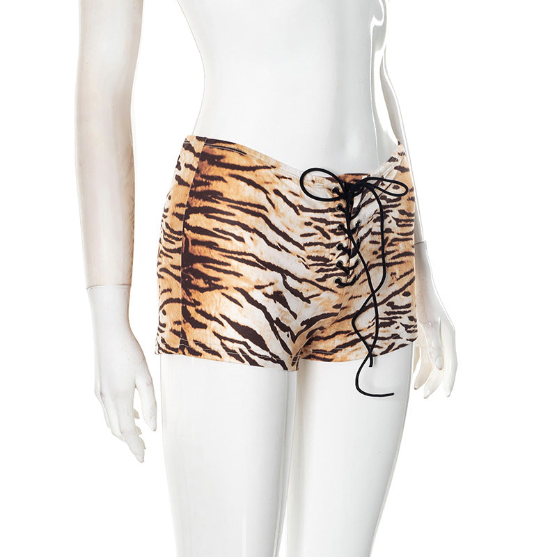 MB1030 Tiger Print High-Waist Shorts