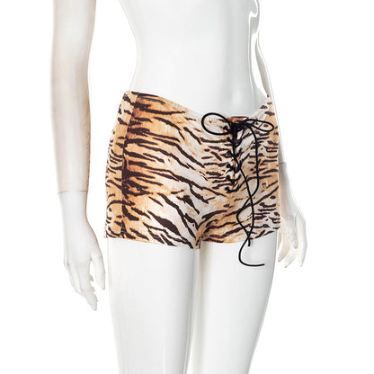 MB1030 Tiger Print High-Waist Shorts