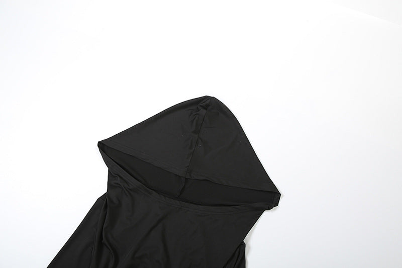 MB1125 Black Skinny Hooded Long Sleeve Jumpsuit