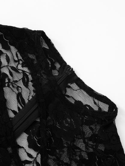 MB1013 Black Lace Cutout Jumpsuit for Woman