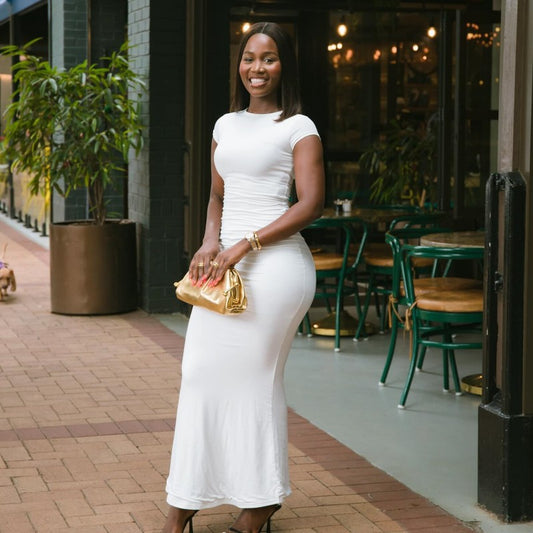 MB1305 Short Sleeve Long Dress