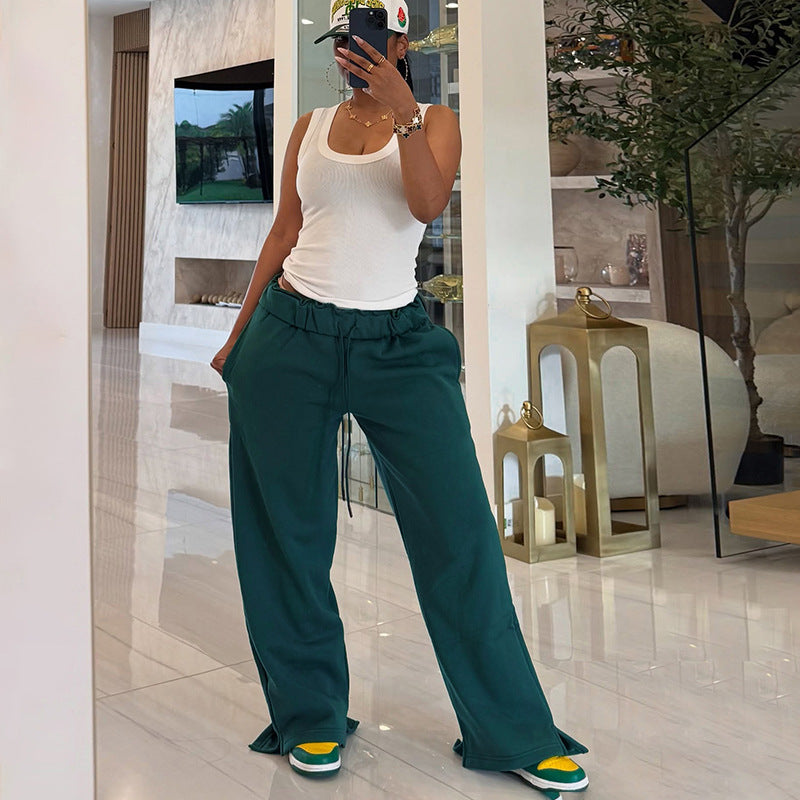 MB1039 Women's High Waist Drawstring Wide Leg Pants