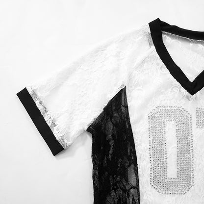 MB1003 Mesh Shirts for Women with Rhinestones
