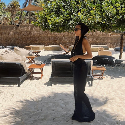 MB1303 Hood Backless Maxi Dress