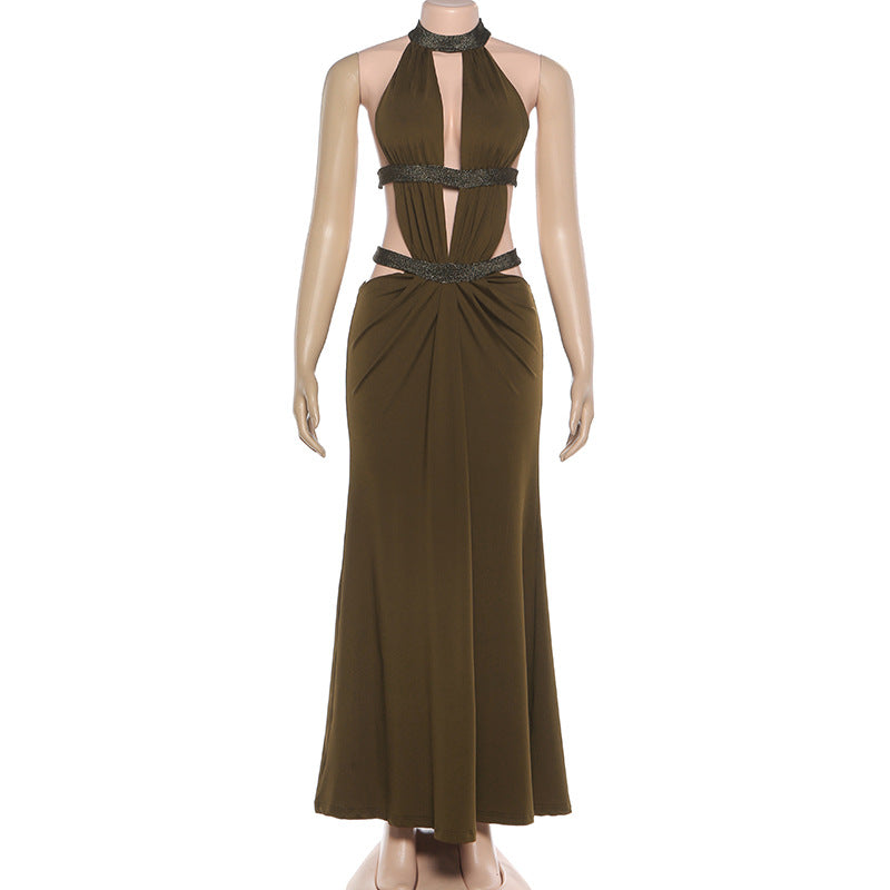 MB1527 Women's Halter Cut Out Maxi Dress