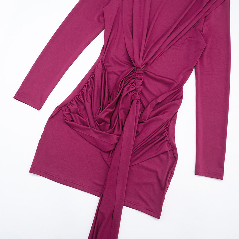 MB10138 Women’s Long Sleeve Ruched Bodycon Mini Dress