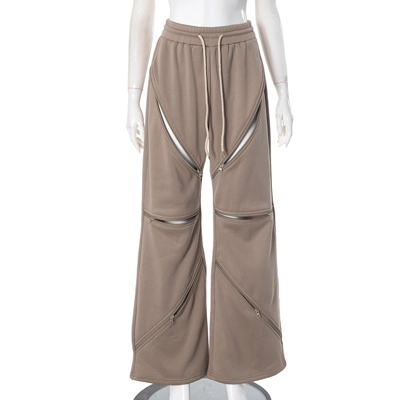 MB1020 Women Wide-leg Pants with Zips