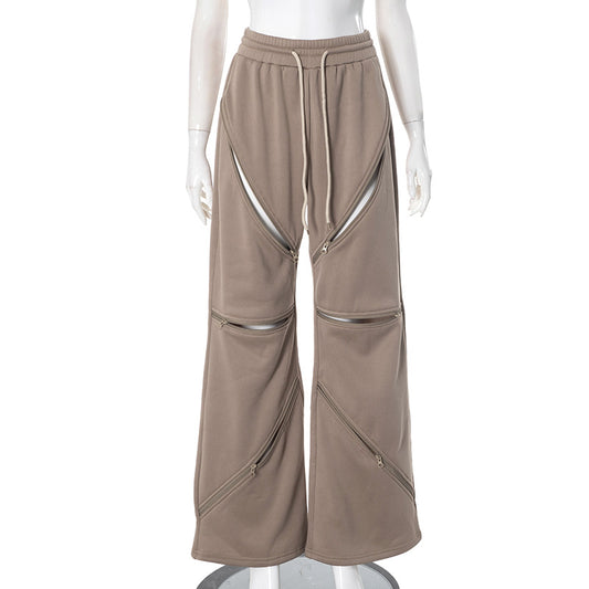 MB1020 Women Wide-leg Pants with Zips