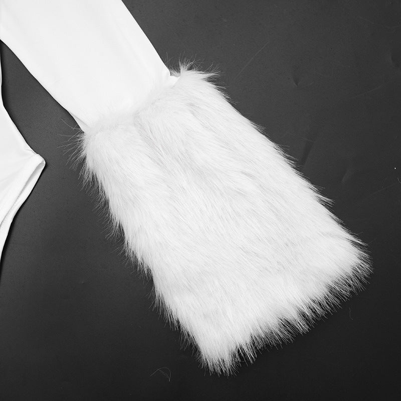MB10135 Women’s Long Sleeve Fur Cuff Bodysuit