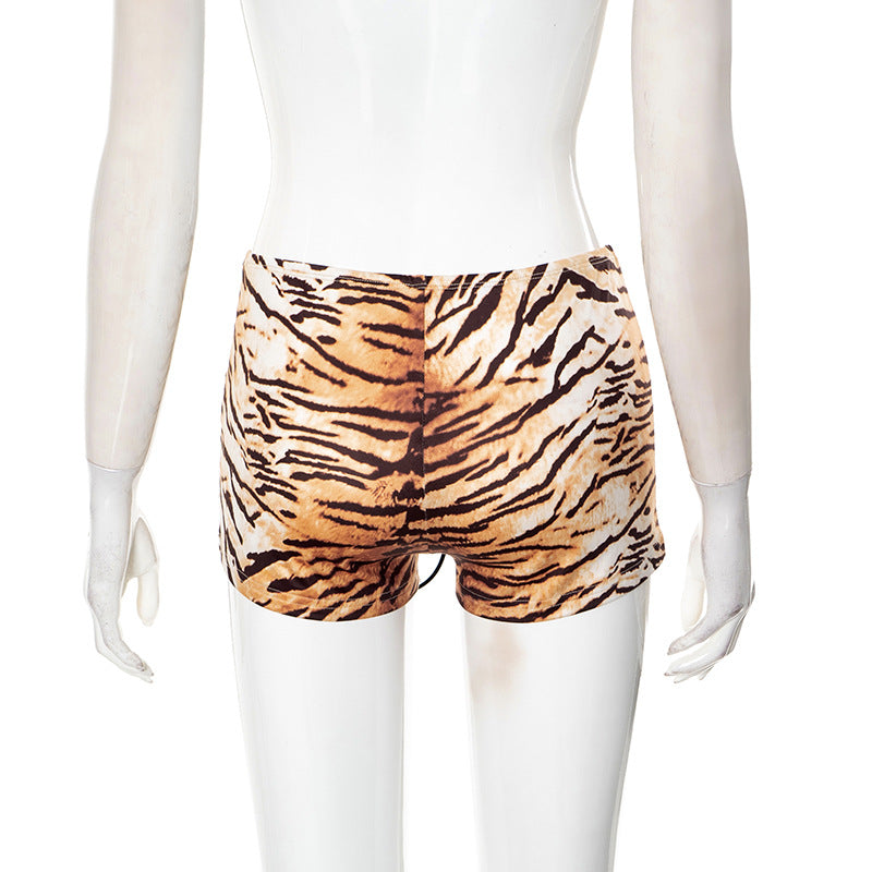 MB1030 Tiger Print High-Waist Shorts