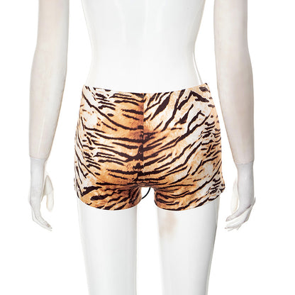 MB1030 Tiger Print High-Waist Shorts