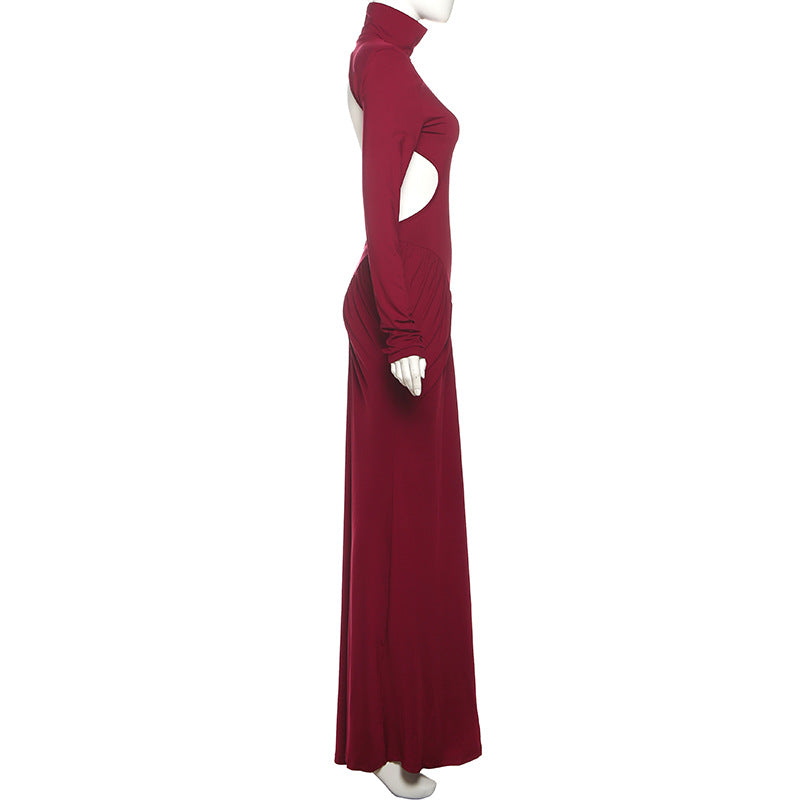MB1132 High Neck Cutout Back Maxi Dress