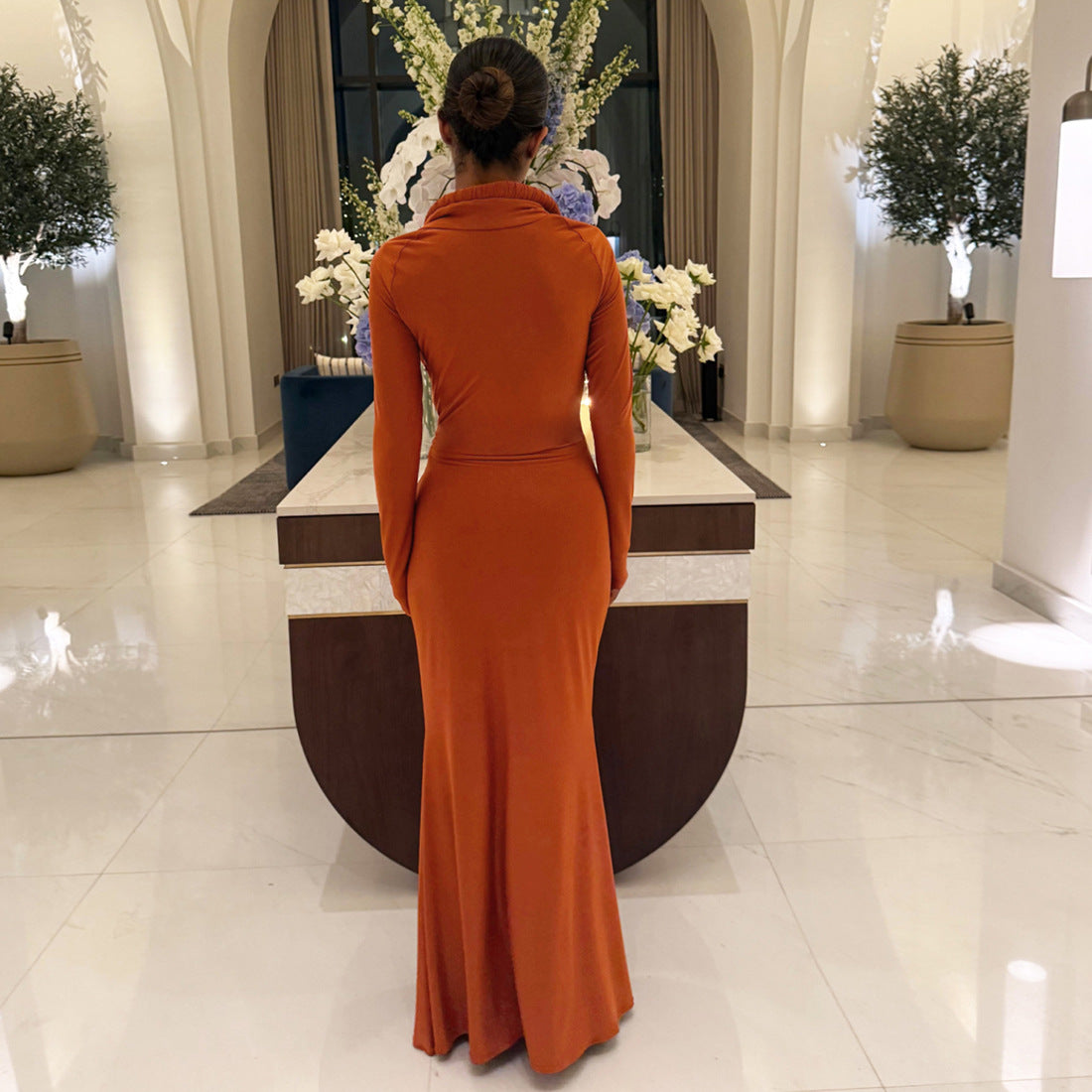 MB1828 Women's Long Sleeve Bodycon Evening Gown