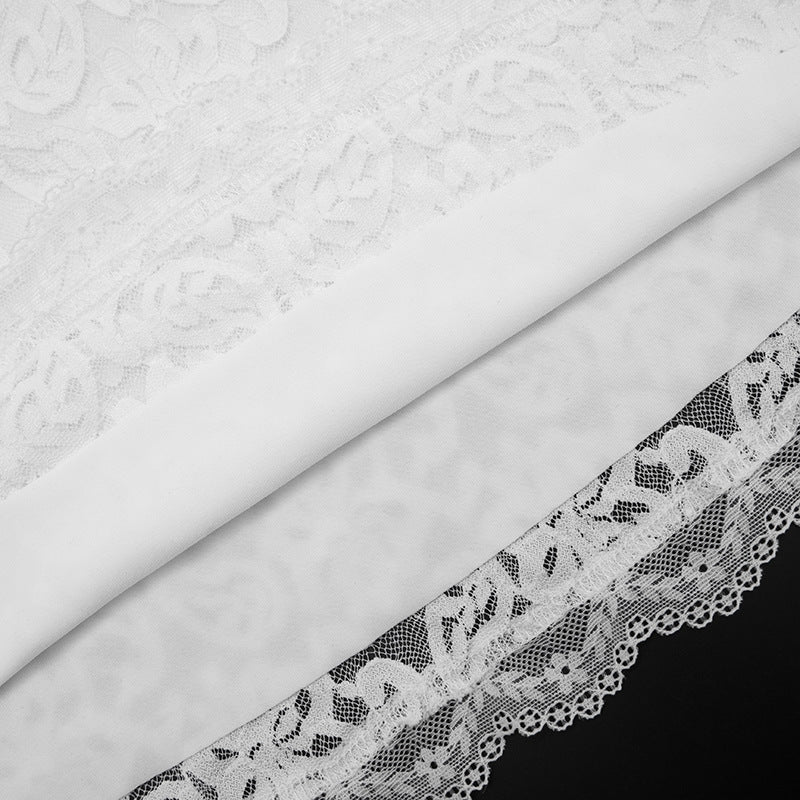 MB1444 White Lace Bell Sleeve Mini Dress