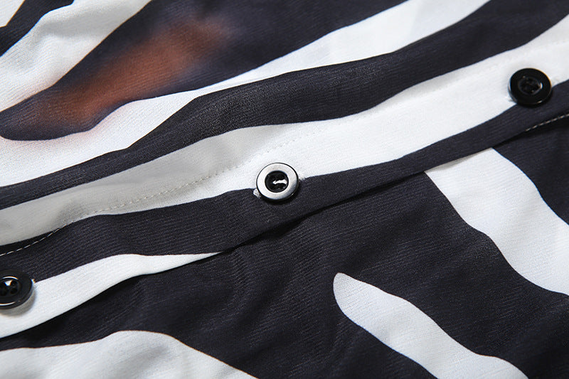 MB1142 Zebra Print Shirt Dress for Women