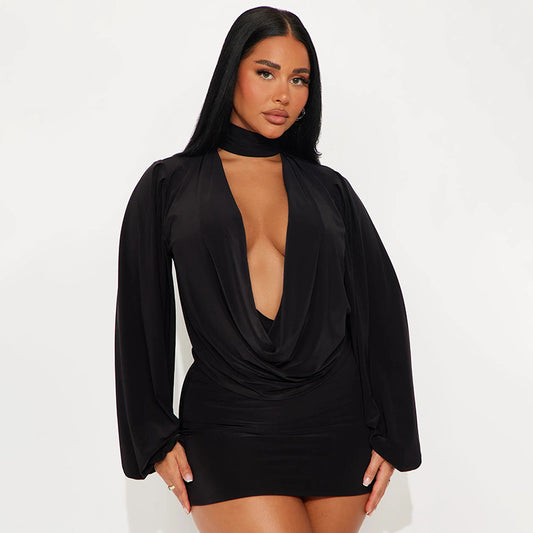 MB1068 Women's Halter Neck Top and Mini Skirt Two-Piece Set