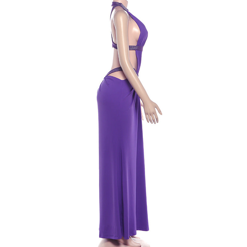 MB1527 Women's Halter Cut Out Maxi Dress