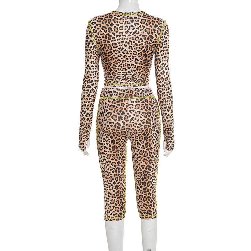 MB1424 Women's 2-Piece Set: Long Sleeve Crop Top & Capri Leggings