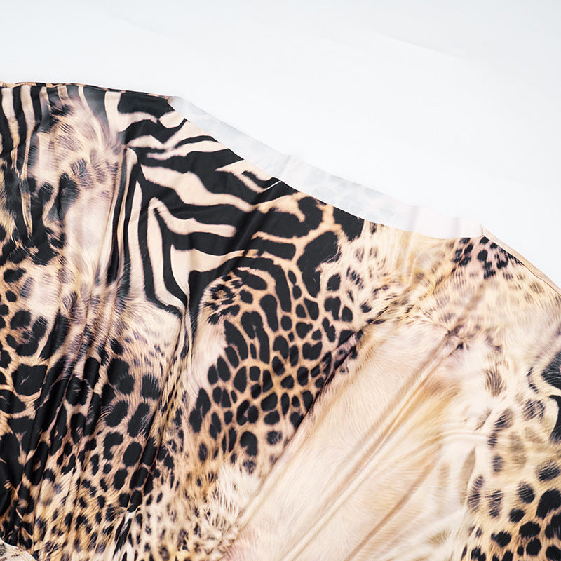 MB1088 Women's Leopard Print Off Shoulder Jumpsuit