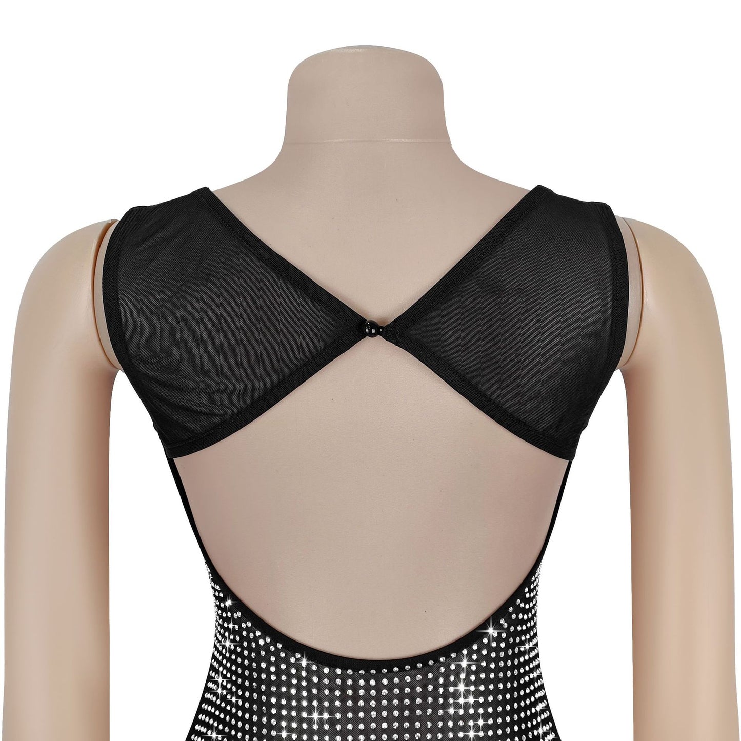 MB1605 Sheer Mesh Rhinestone Bodycon Maxi Dress